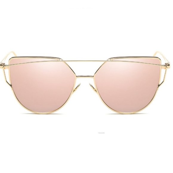 Pink Cat Eye Aviator Oversized Sunglasses Rosegold - Picture 4 of 4